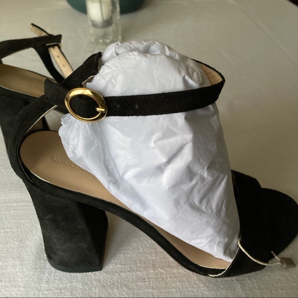 🇮🇹 Luca Valentini Black Suede Block Heel Strap - Picture 7 of 14